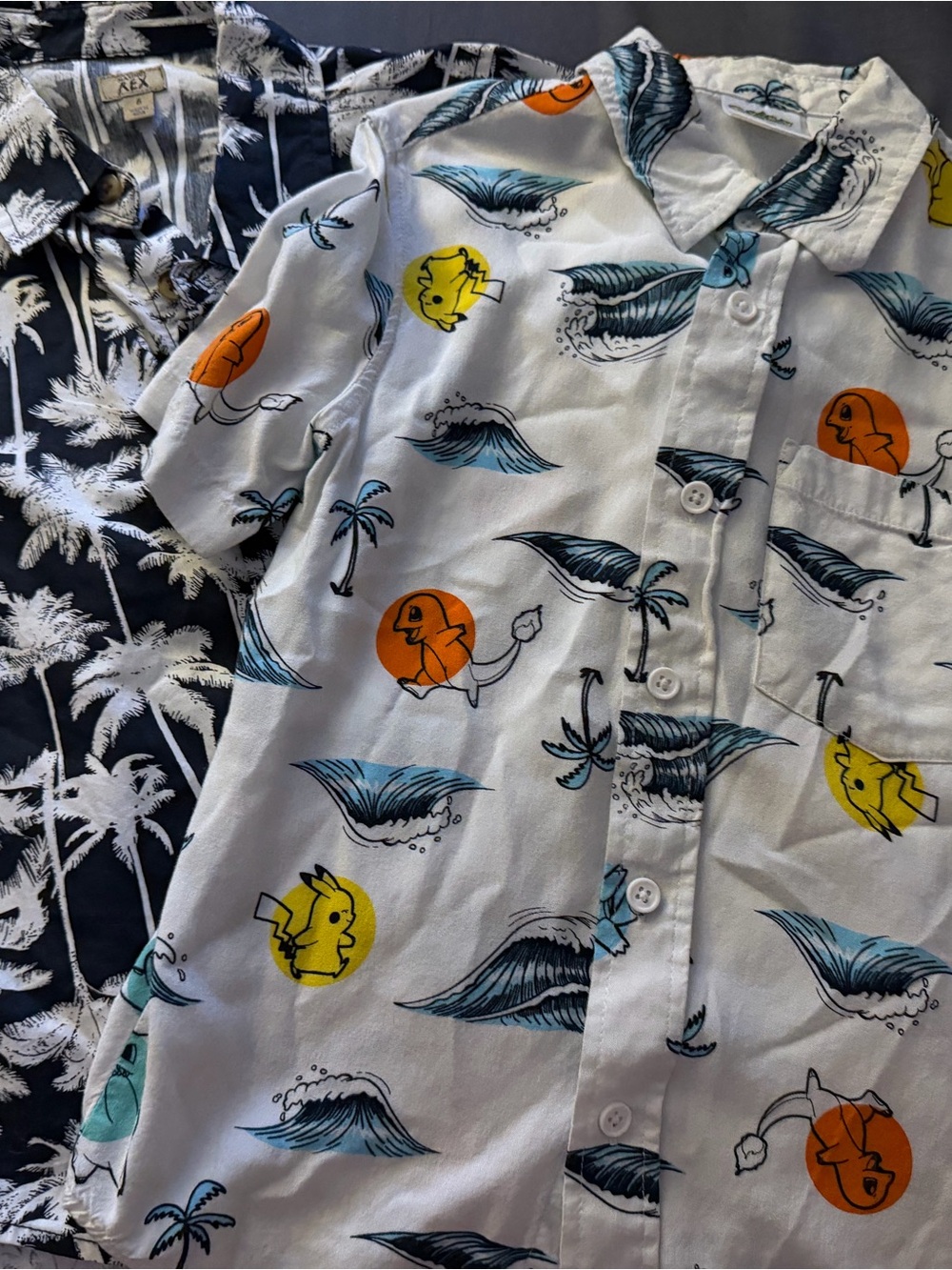 Roxy Navy and White Palm Print Button-Up